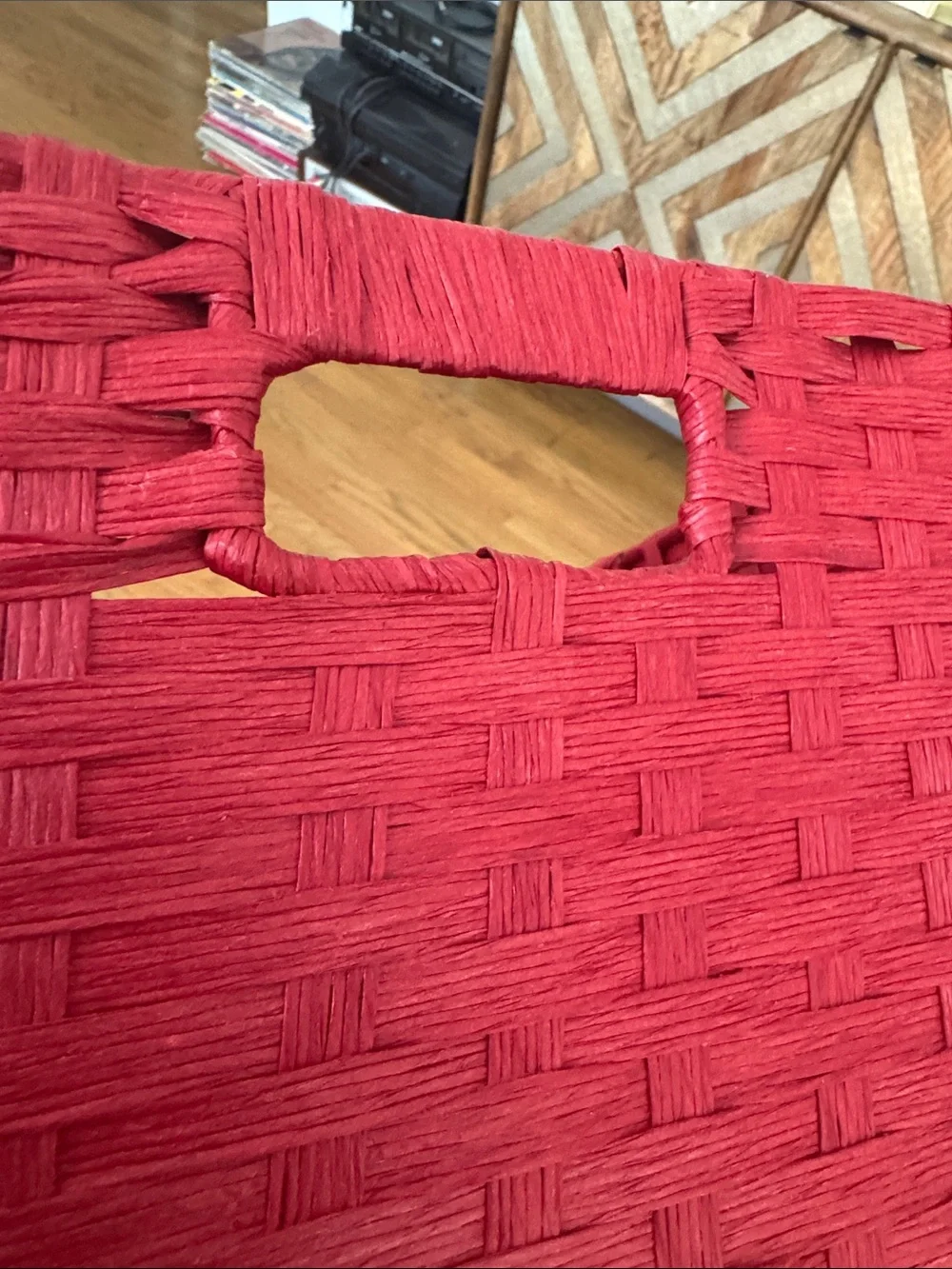 Red Woven Storage Baskets - Set of 3 10x6 and 14x10